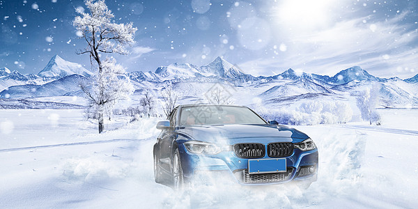 在雪地中的汽车高清图片