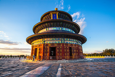 国庆旅游字体北京天坛祈年殿背景