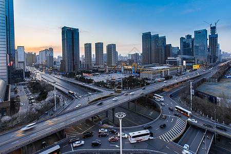 城市高架车流延时摄影高清图片