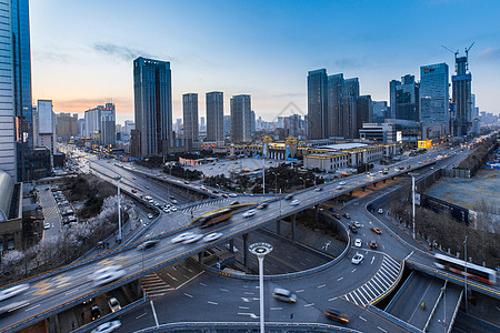 城市高架车流延时摄影高清图片