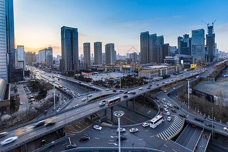 城市高架车流延时摄影图片