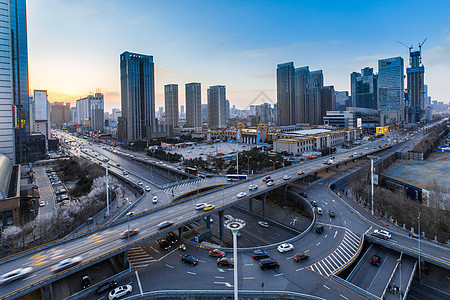 城市高架车流延时摄影图片