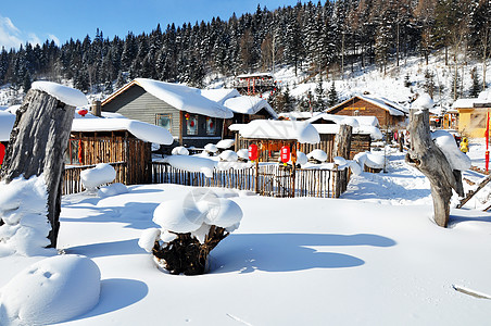 东北山村东北牡丹江雪乡背景