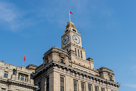 一路相随上海海关大厦钟楼背景