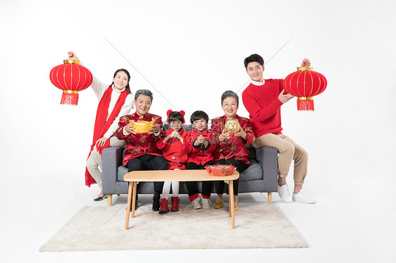 新年家庭拜年作揖