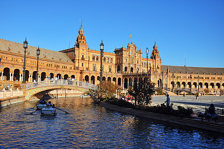 广场喷泉塞维利亚西班牙广场 Spain Square背景