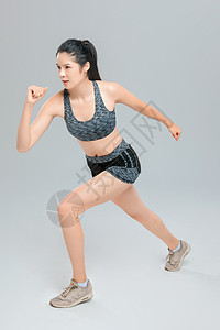 运动美女跑步动作模特高清图片素材