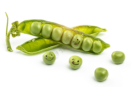 绿色蔬菜笑脸可爱豌豆粒设计图片