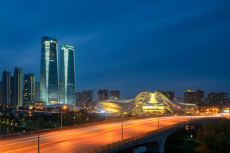 恩施大剧院湖南长沙梅溪湖大剧院夜景背景