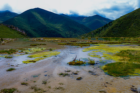 泉华谭四川甘孜泉华滩背景