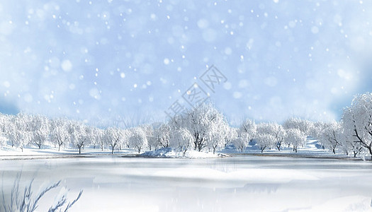 雪压树枝立冬设计图片