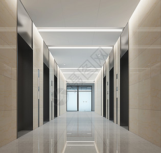 办公楼走廊电梯间设计效果图背景图片