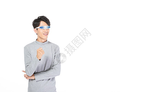 戴科技眼镜男性形象背景图片