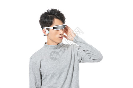 全息投影戴眼镜的科幻男性背景