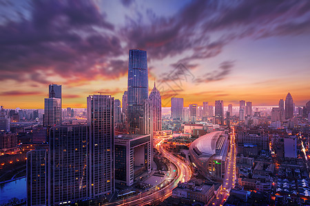 黄昏夜景落日城市设计图片