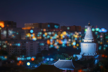 北京白塔寺夜景背景图片