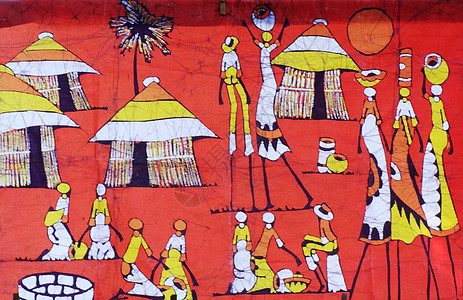 莫桑比克风光非洲特色艺术画蜡染高清图片