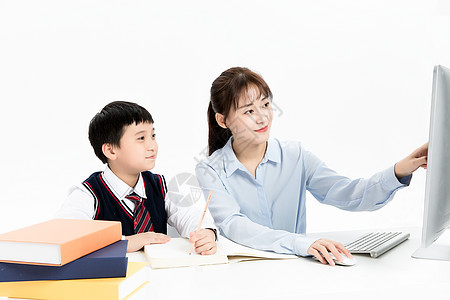 小学生学习老师辅导儿童在线教育背景