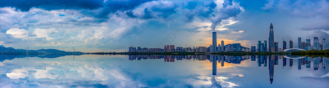 城市大桥美丽深圳湾城市背景