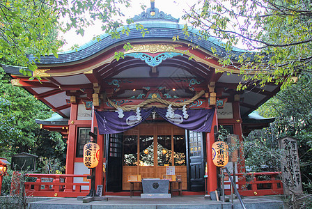 日本庭院日本东京上野公园寺庙背景