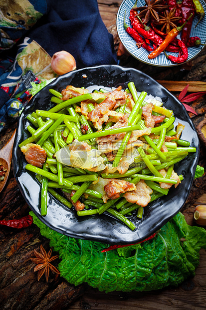 土家蒜苔炒肉图片