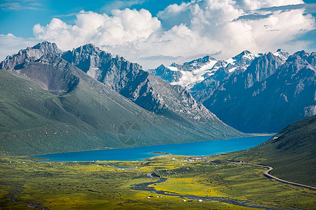 高原湖泊三江源保护区青海年保玉则景区背景