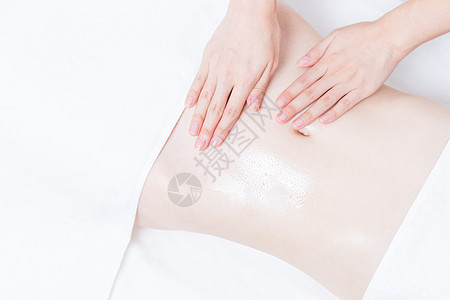女性养生SPA腹部精油按摩高清图片