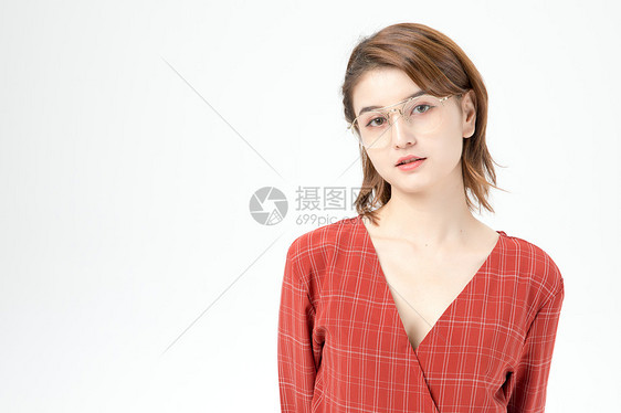 眼镜女性形象展示图片