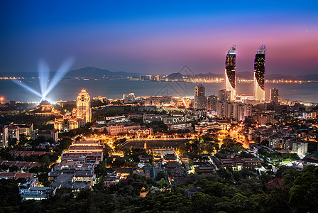 福建城市厦门海边及厦门大学全景背景