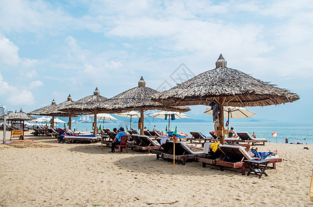 越南芽庄海滩风景背景图片