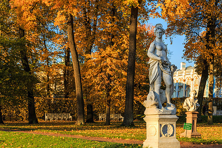 著名旅游景点叶卡捷琳娜宫花园中的雕塑图片