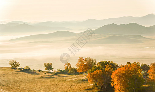 乌兰布统秋景内蒙古自治区乌兰布统敖包吐景区背景