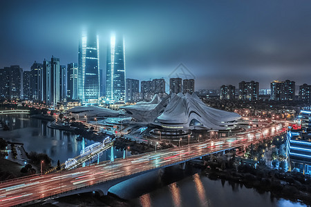 城市雾长沙梅溪湖国际艺术中心背景