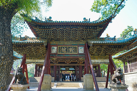 山西建筑山西晋祠风景区背景