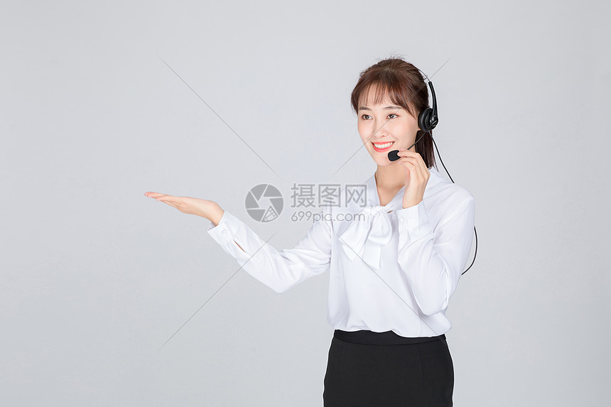 客服美女引导手势图片