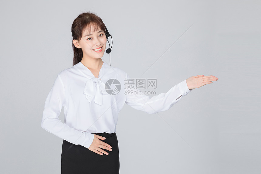 客服美女引导手势图片