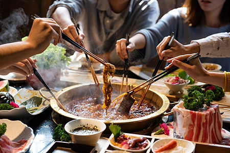 聚会吃火锅川菜吃美食高清图片