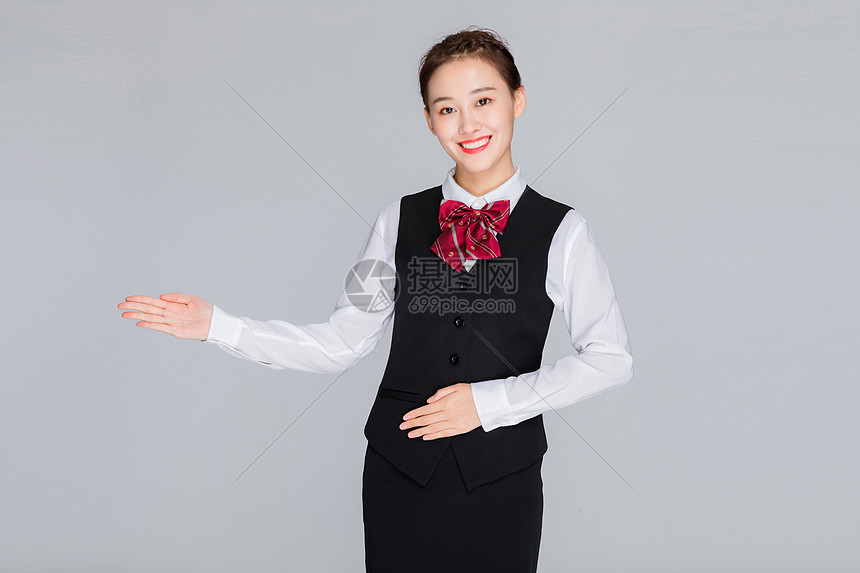 客服美女引导手势