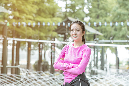 运动美女户外晨跑运动女生背景