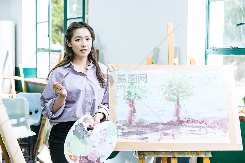 女性绘画作品展示图片