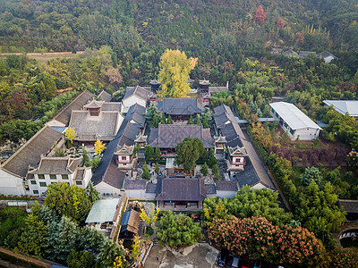 古代建筑西安古观音禅寺航拍背景