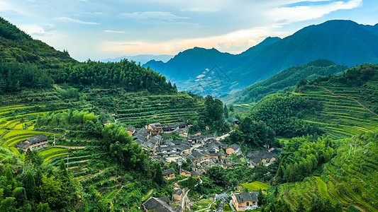 浙江丽水云和梯田风景浙江云和梯田航拍背景