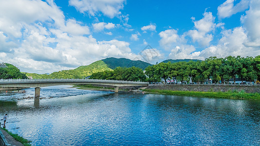 彩色小镇浙江宁波溪口小镇自然风光背景