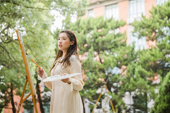 文艺美女画油画图片