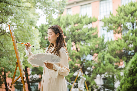 文艺美女画油画图片