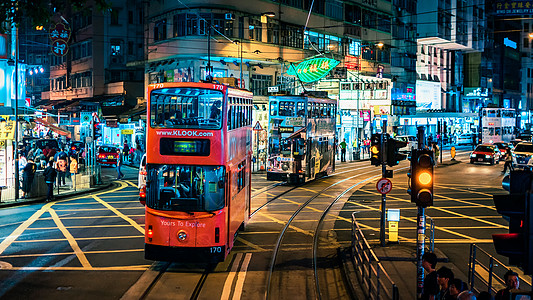 道路夜景香港街景背景