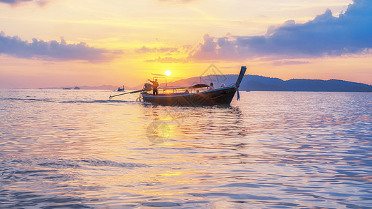 泰国甲米海滩日落背景图片