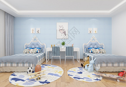 现代简洁风儿童房卧室室内设计效果图高清图片