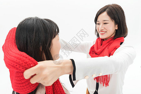 春节母女戴围巾图片