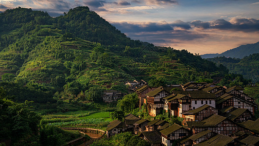 斜阳古城背景